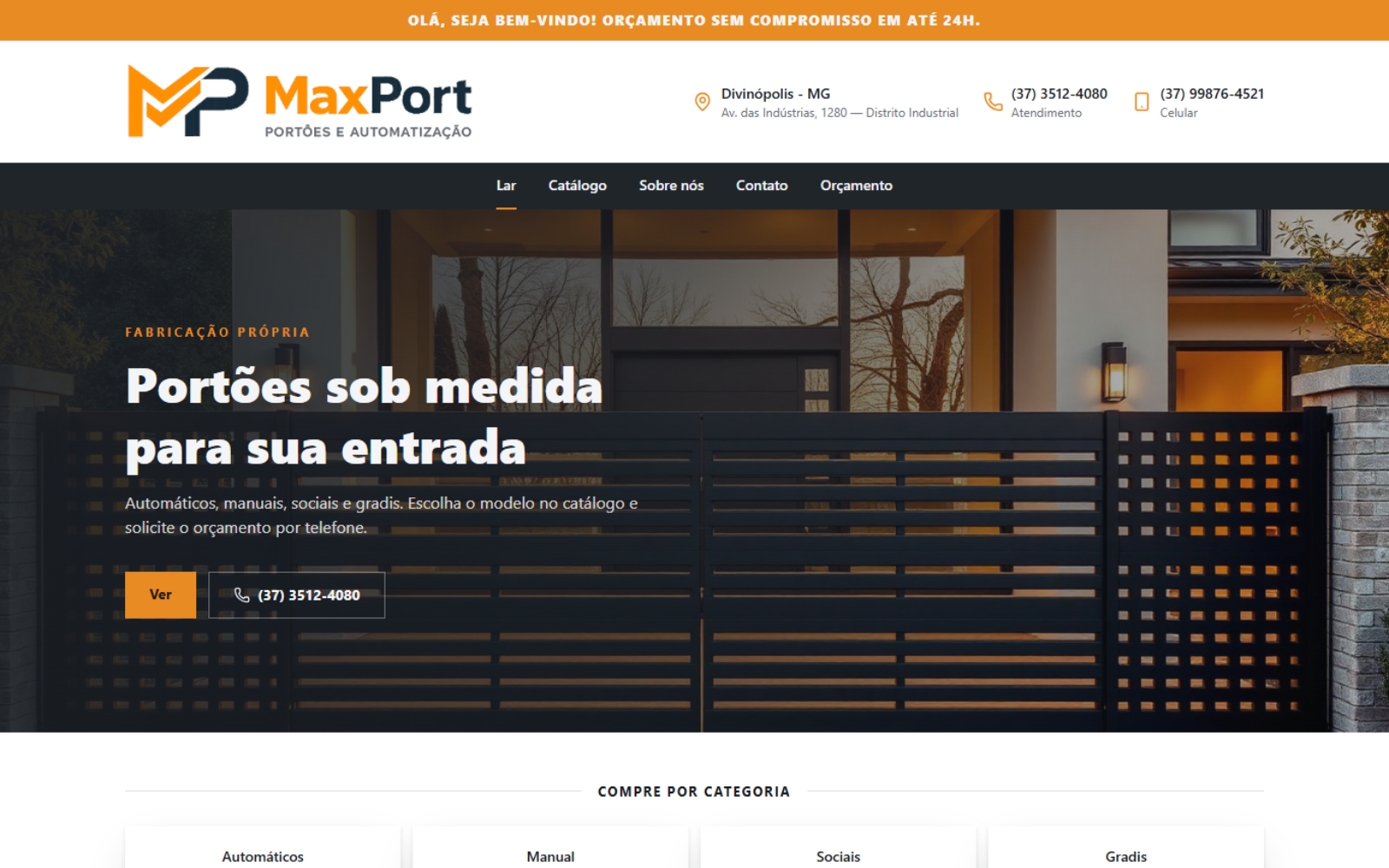 Tela do projeto MaxPort