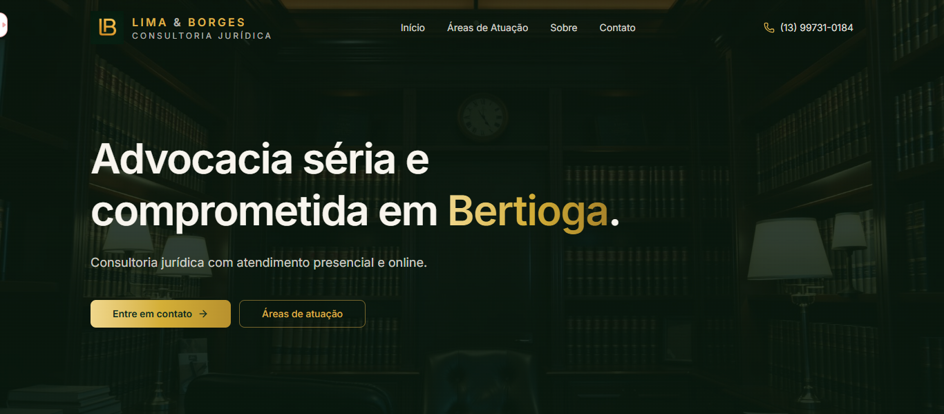 Tela do projeto Dr. Lima (Advocacia)