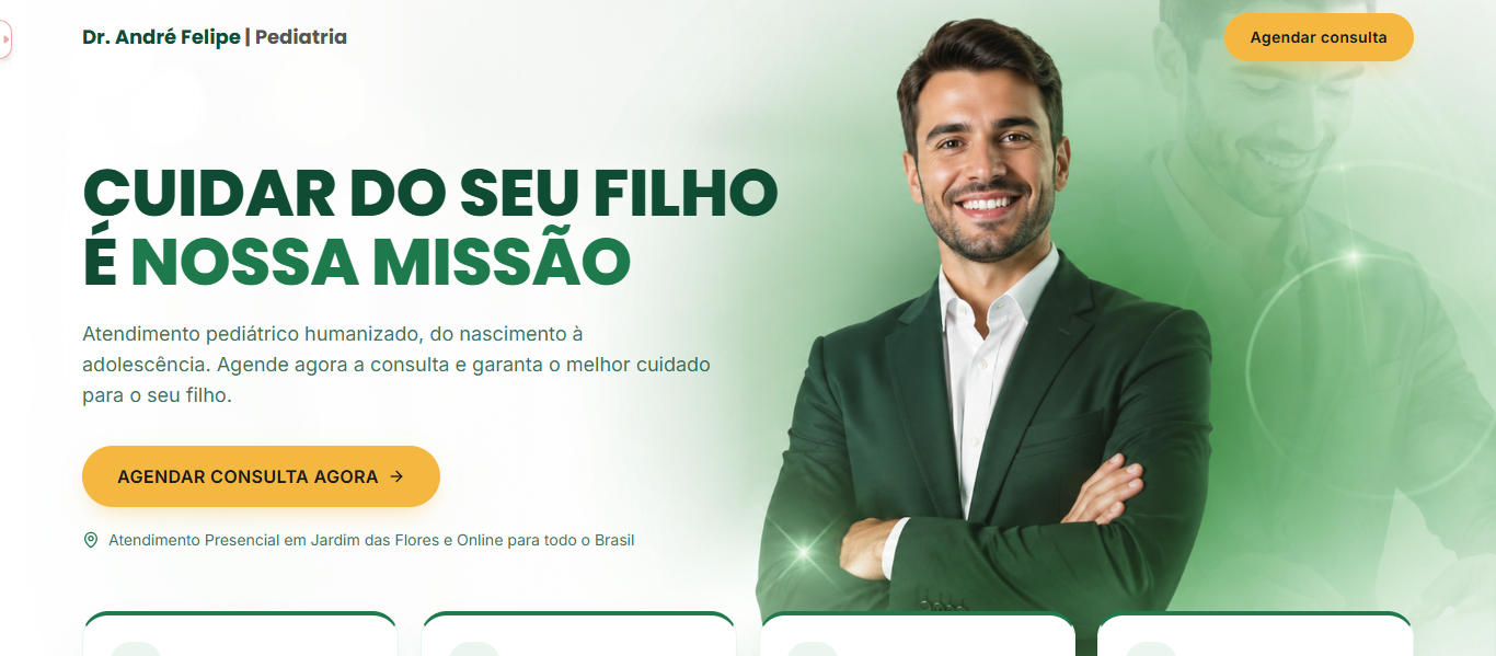 Tela do projeto Dr. André Felipe (Pediatra)